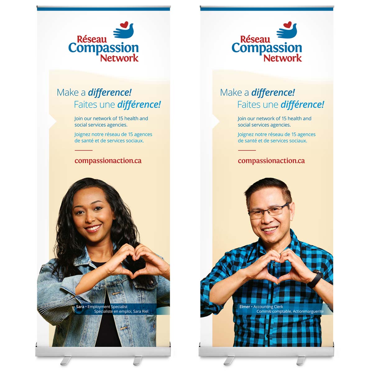 A example of a tradeshow banners with Réseau Compassion Network branding