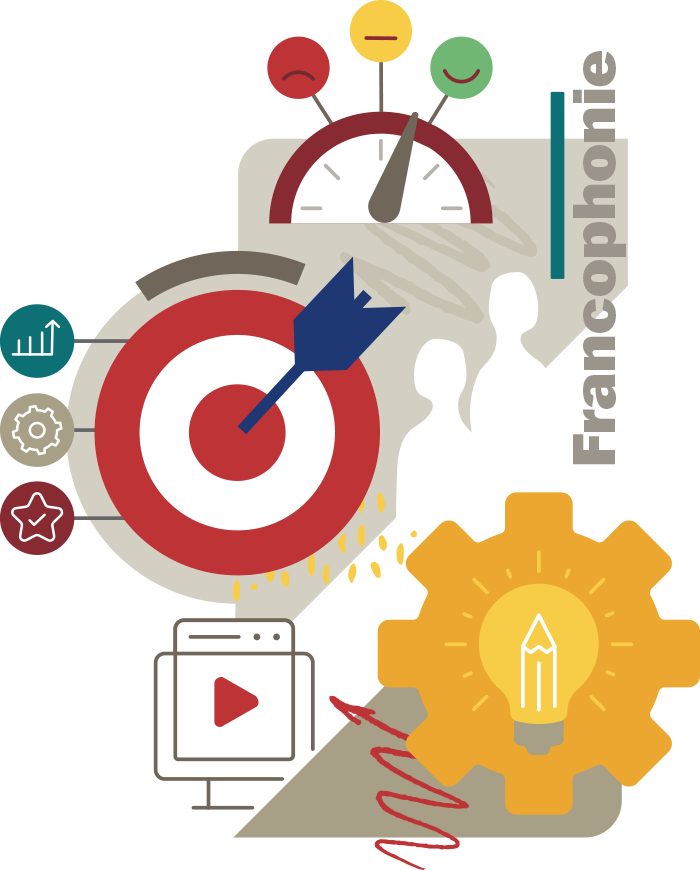 Illustration graphique des différents services marketing en français